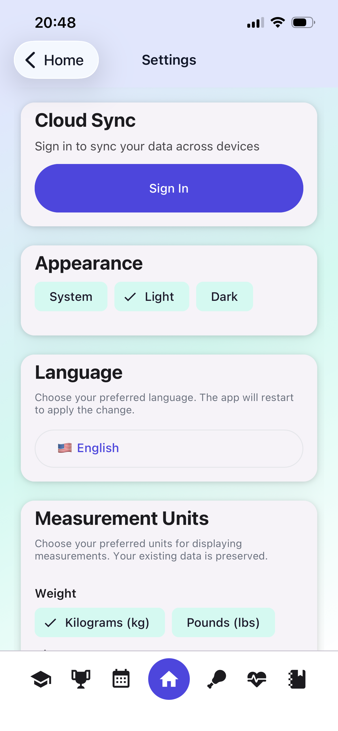 Settings with Cloud Sync