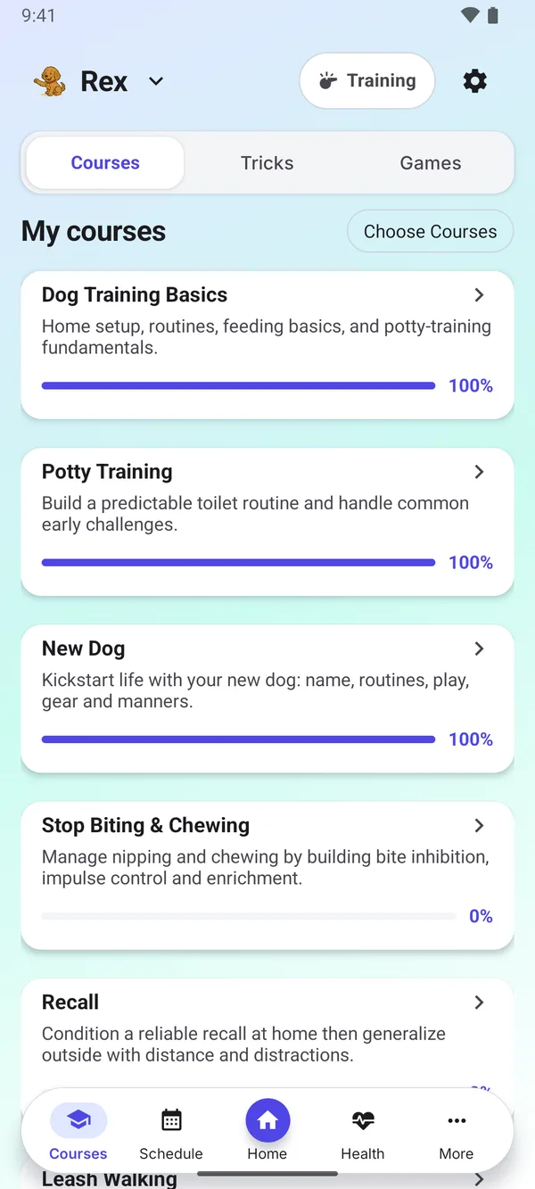 PupPlan's force-free dog training course library