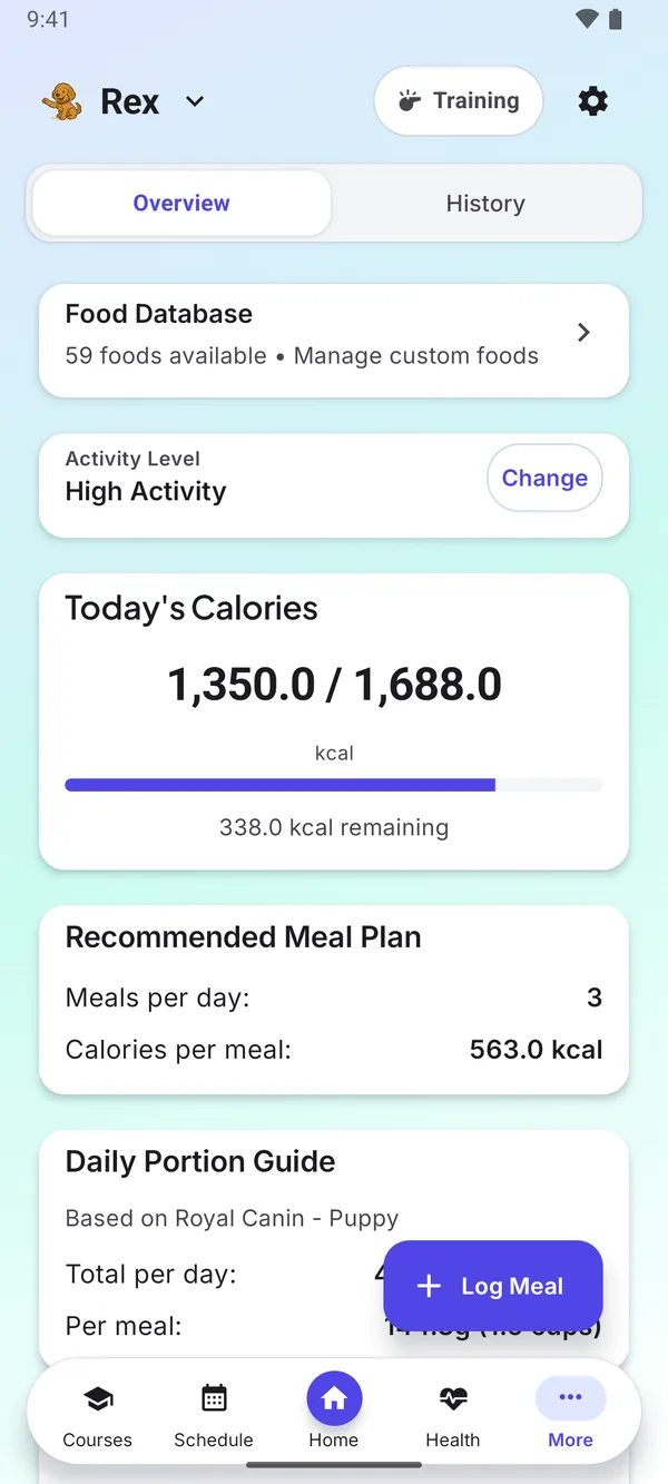 PupPlan nutrition and daily calorie guidance