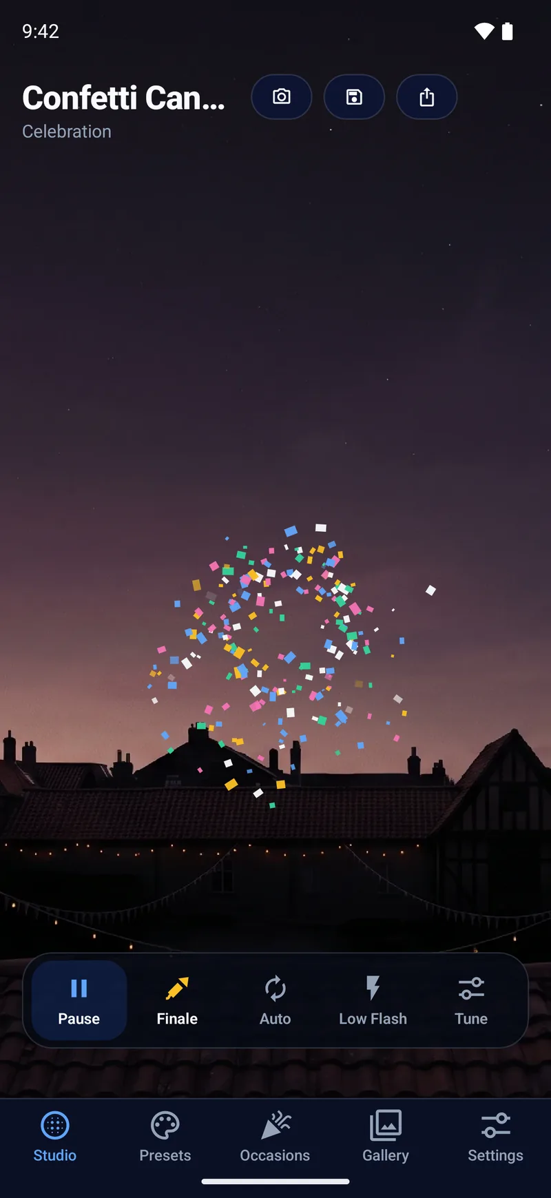 A colourful TritonFire Confetti Cannon burst