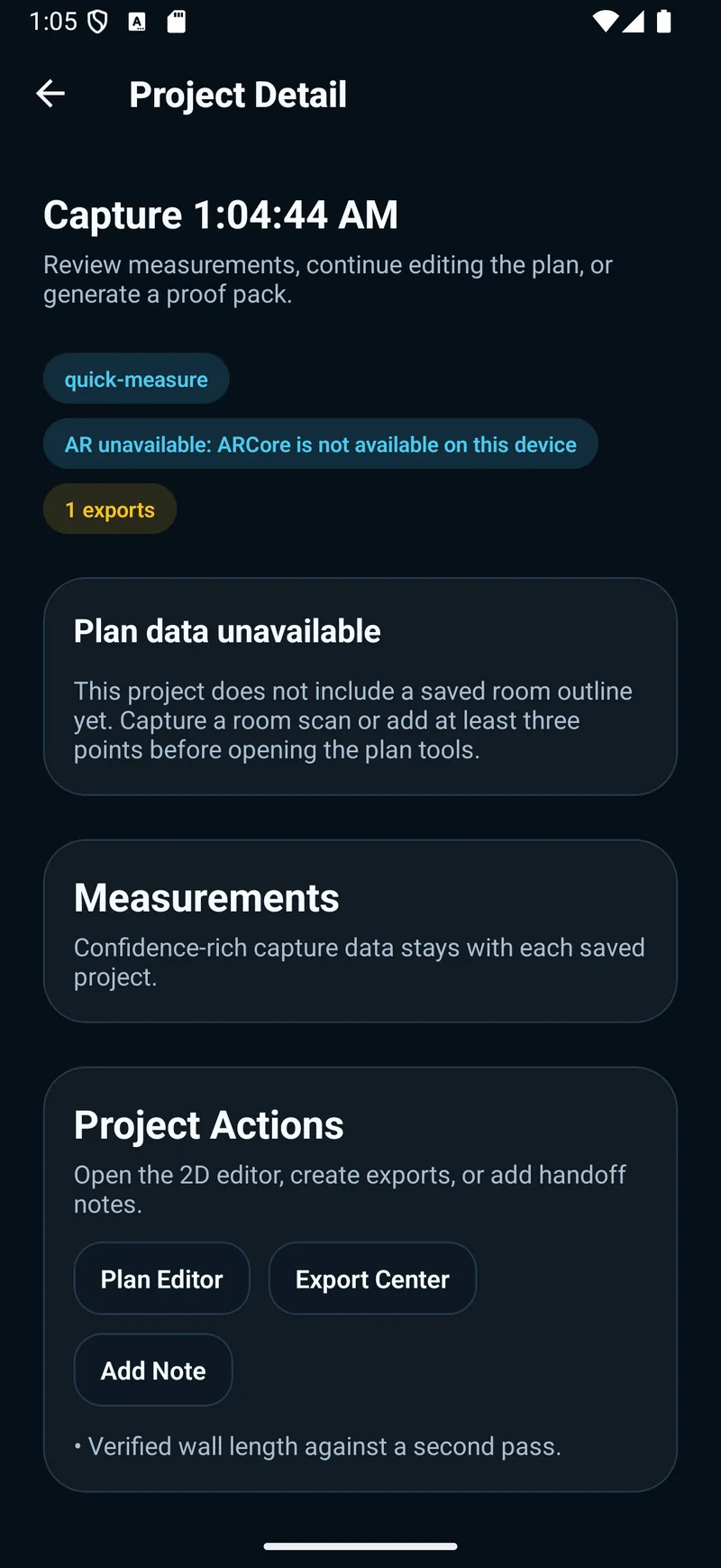 Adding a private project note in TritonMeasure